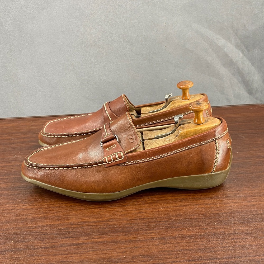Florsheim Mens US 9 M Casual Shoes Brown Leather Moc Toe Slip On Loafers Formal